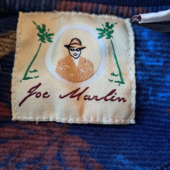 Joe Marlin Polo Shirt Mens Large Blue Floral Short Sleeve - Picture 4 of 11